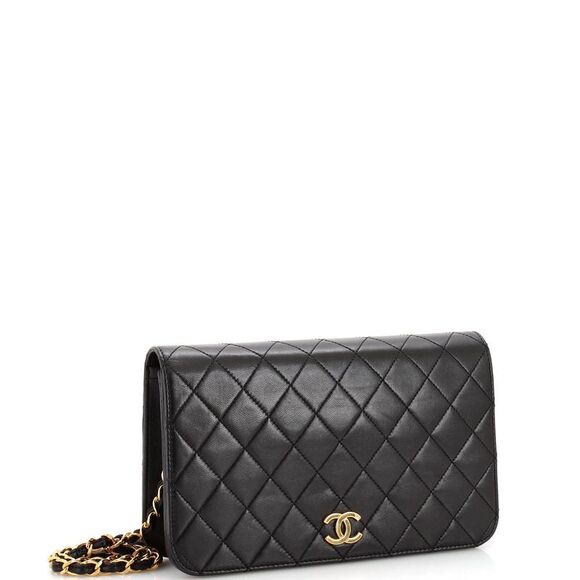 Chanel Vintage Full Flap Bag Quilted Lambskin Medium Black - Picture 3 of 10